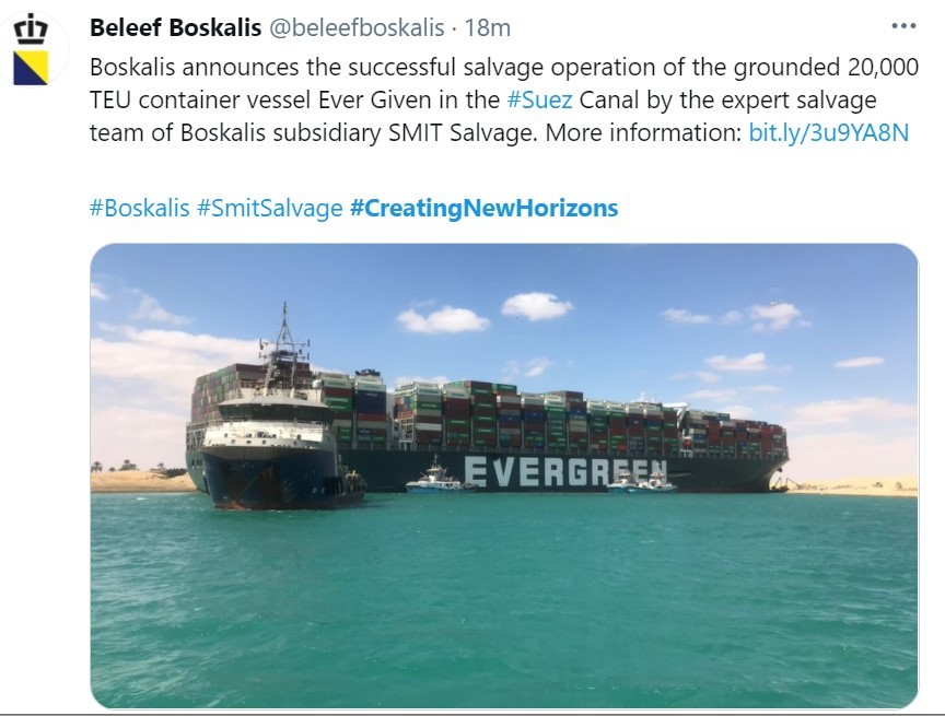 Ever Given container vessel unblocked from Suez Canal LaptrinhX / News